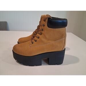 Shoe Republic LA Adam Women's Chunky Platform Lug Sole Boots Wheat Tan Size 10